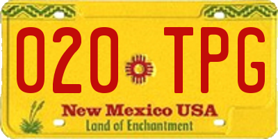NM license plate 020TPG