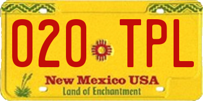 NM license plate 020TPL
