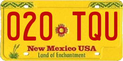 NM license plate 020TQU