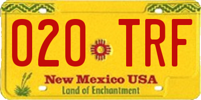 NM license plate 020TRF