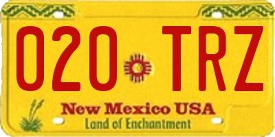 NM license plate 020TRZ