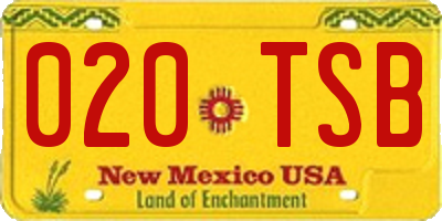 NM license plate 020TSB