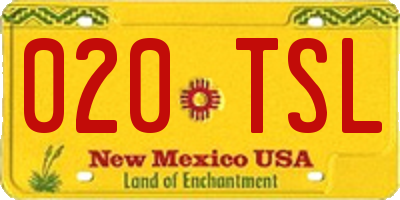 NM license plate 020TSL