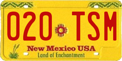 NM license plate 020TSM
