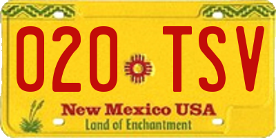 NM license plate 020TSV