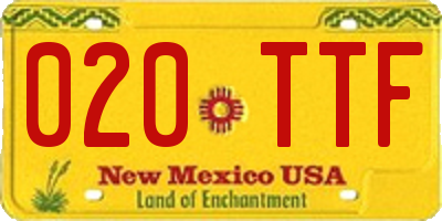 NM license plate 020TTF