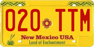 NM license plate 020TTM