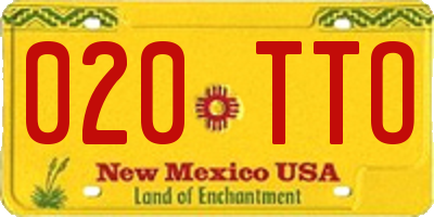 NM license plate 020TTO