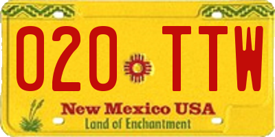 NM license plate 020TTW