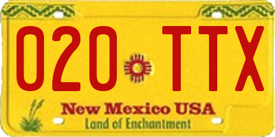 NM license plate 020TTX
