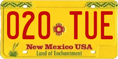 NM license plate 020TUE