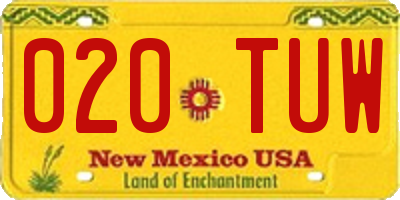 NM license plate 020TUW