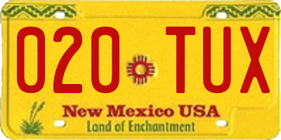 NM license plate 020TUX