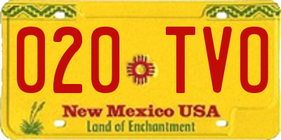 NM license plate 020TVO