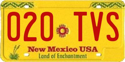 NM license plate 020TVS