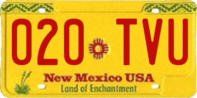 NM license plate 020TVU