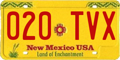 NM license plate 020TVX