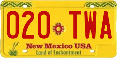 NM license plate 020TWA