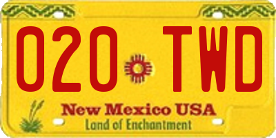 NM license plate 020TWD