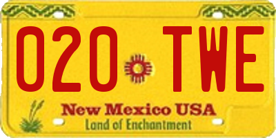 NM license plate 020TWE