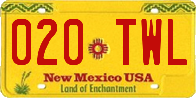 NM license plate 020TWL