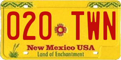 NM license plate 020TWN