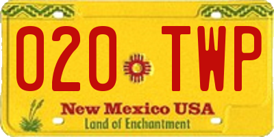 NM license plate 020TWP