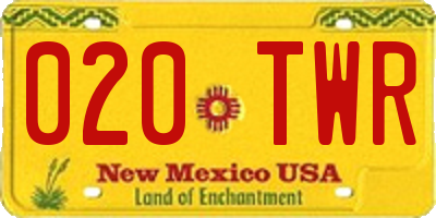 NM license plate 020TWR