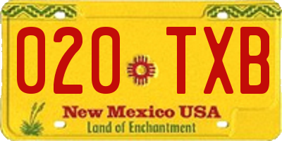 NM license plate 020TXB