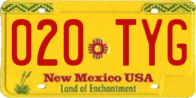 NM license plate 020TYG