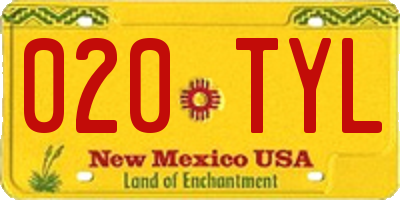 NM license plate 020TYL