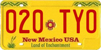 NM license plate 020TYO