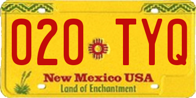 NM license plate 020TYQ