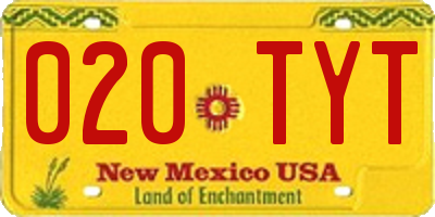 NM license plate 020TYT
