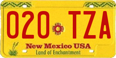 NM license plate 020TZA