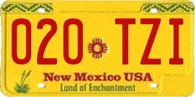 NM license plate 020TZI