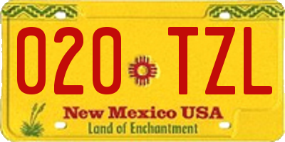 NM license plate 020TZL