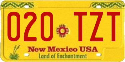 NM license plate 020TZT