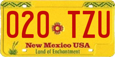 NM license plate 020TZU