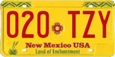 NM license plate 020TZY