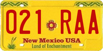 NM license plate 021RAA