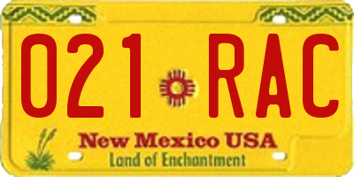 NM license plate 021RAC