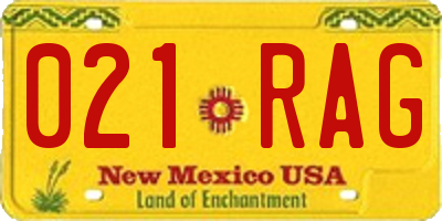 NM license plate 021RAG