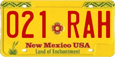 NM license plate 021RAH