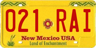 NM license plate 021RAI