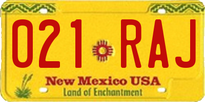 NM license plate 021RAJ