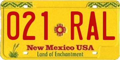 NM license plate 021RAL