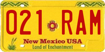 NM license plate 021RAM