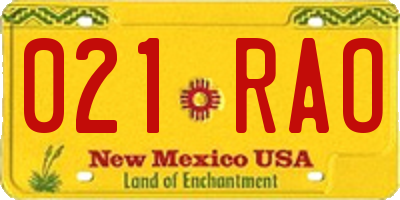 NM license plate 021RAO