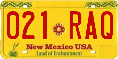 NM license plate 021RAQ